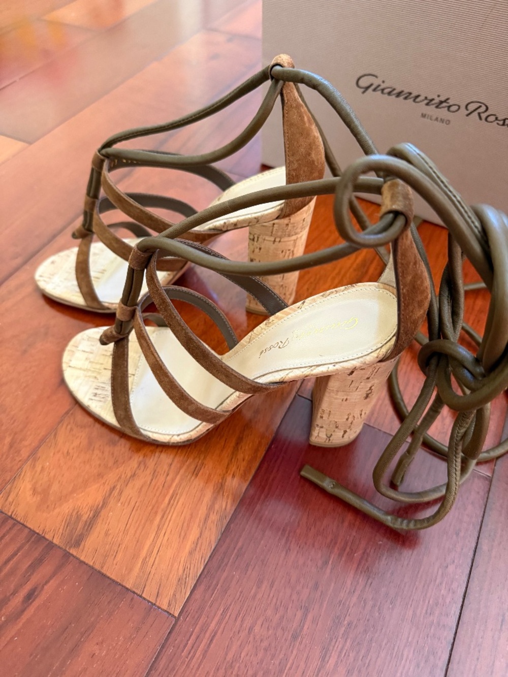 Gianvito Rossi "Cayman" Cork Sandals Size 37.5